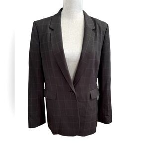 NEW-DKNY Black Windowpane Plaid Checkered Blazer , WOMENS size 14 Jacket